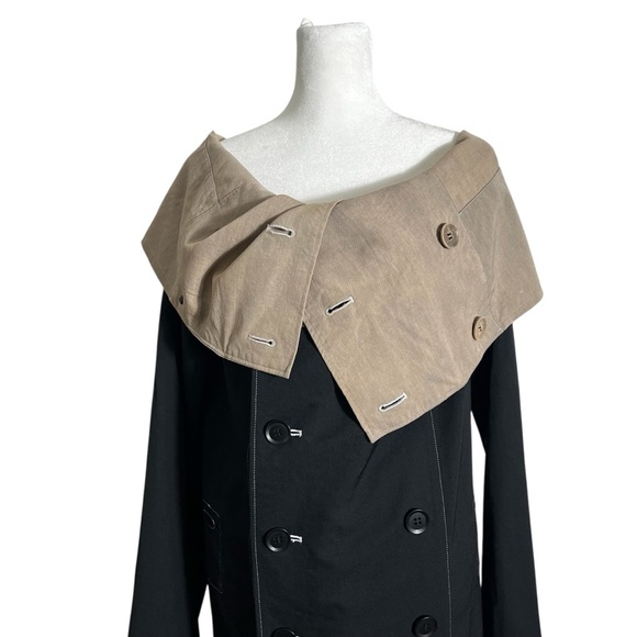 Y'S BY YOHJI YAMAMOTO Y2K Funnel Neck Wool Double-Breasted Dip-Dyed Long Jacket - Picture 5 of 16